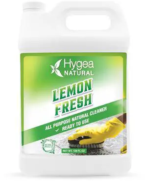 Hygea Natural Lemon Fresh All-Purpose Cleaner & Degreaser- Multi-Surface -Non-Toxic Floor Cleaner- Remove Soil, Dirt and Grease- Glossy Finish- Biodegradable, Ammonia free (Ready to Use) Gallon 128 oz