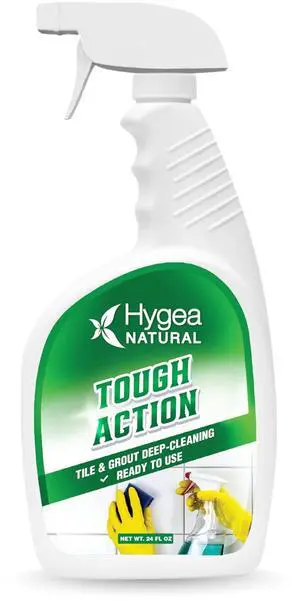 Hygea Natural Tough Action Tile & Grout Deep Cleaning - Removes Dirt & Scum without Harsh Chemicals -Cleans and Conditions Stone without Residue - Biodegradable & Phosphate Free (Ready to Use) (24 oz)