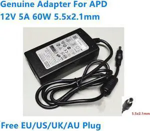 OIAGLH AC Adapter Charger For APD 12V 5A 60W 5.5x2.1mm DA-60N12 DA-60M12 LED Monitor Power Supply