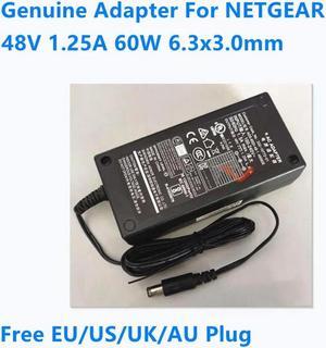 OIAGLH ADS-65DI-48-1 48060E 48V 1.25A 60W 6.3x3.0mm 332-10772-01 AC Adapter For NETGEAR POE Power Supply Charger