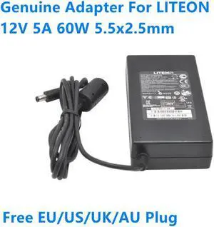 OIAGLH AC Adapter Charger For 12V 5A 60W 5.5x2.5mm LITEON PA-1600-2A-LF 341-0231-03 Power Supply