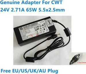 OIAGLH 24V 2.71A 65W 5.5x2.5mm KPL-065M-VI AC Adapter For CWT Power Supply Charger