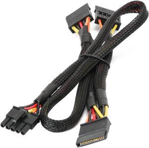OIAGLH PCI-e 5 Pin Male to 3 SATA Female Modular Power Supply Cables Adapter PSU Power Sleeved Cable for OCZ ZT/GreatWall 34 inches (1 Pack)
