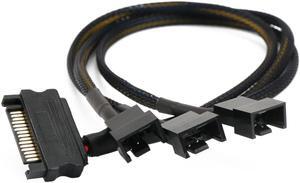 OIAGLH SATA to 3 Fan Splitter Adapter Cable 3 Way Sleeved Braided Y Splitter Computer case PC 3/4 pin Fan Extension Power Cable SATA to 3 Fan Converter 14 inches (2 Pack)