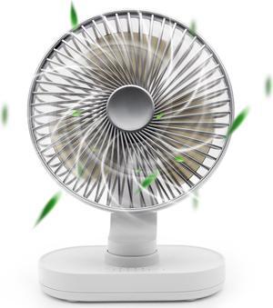 USB Desk Fan Oscillating 4000mAh - Small Desk Fan Battery Operated or USB Powered Fan Quiet Personal Fan 4 Speeds Desktop Fan Table Fans 6,5 Inch Portable Fan for Home Office Travel Camping