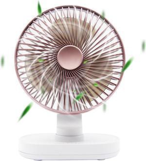 USB Desk Fan Oscillating 4000mAh - Small Desk Fan Battery Operated or USB Powered Fan Quiet Personal Fan 4 Speeds Desktop Fan Table Fans 6,5 Inch Portable Fan for Home Office Travel Camping Rose Gold