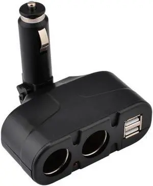 DC 12V 60W Car Cigarette Lighter 2 Way Dual USB Adapter Charger Plug 90 Degree Foldable for Car SUV Off-road Vehicle