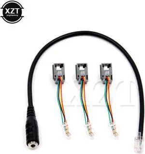 3.5mm Smartphone Cable Jack to RJ12 Headset To Office Phone Cable Cord Converter Telephone Using Adapter