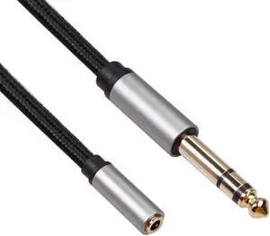 3.5mm Female To 6.35mm Male Braided Cable TRS 1/8 Jack To 1/4 Plug Adapter Support Drop