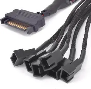 15Pin SATA 1 to 6 Port 3Pin Fan Power supply Cable For PCI express Graphics Card PC 6 ways 3P Cooling PWM Y splitter Converter