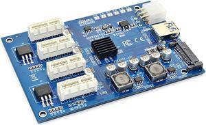 PCI-E X1 To 4PCI-E X16 Expansion Kit 1 To 4 Port PCI Express Switch Multiplier Hub 6Pin Sata Usb Riser Card For BTC Miner