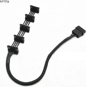 High Quality 1 Pcs Practical Durable PC Server 4 pins IDE Molex 1 to 5 SATA Power Cable Adapter Splitter Cables 18AWG Black 40cm