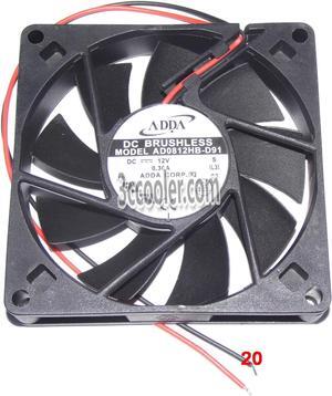 ADDA 80x15mm AD0812HB-D91 12V 0.3A 2 Wires Case Fan 8CM Cpu cooler