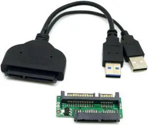 1set USB 3.0 to SATA 22Pin & SATA to Micro SATA Adapter for 1.8" 2.5" Hard Disk Driver With Extral USB Power Cable