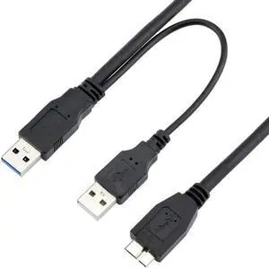 Micro USB Cable for Mobile HDD Dual USB3.0 A Male to Micro USB 3.0 Y cable with Extra Power Cable USB A to Micro USB Cable Cord