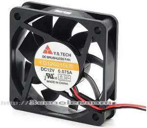 Y.S.TECH 60*15mm FD126015LB 12V 0.075A 15.2CFM 2 Wires 6CM Case Fan cooling fan