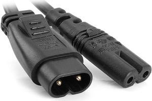 IEC 60320 C8 Plug to C7 Receptacle Male to Female Extension Power Supply Main Adapter Cable 30cm