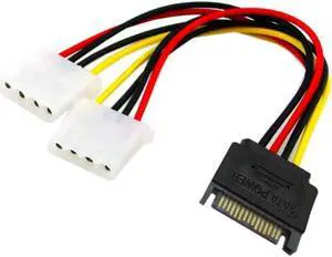 18CM computer ATX power supply extension cord 15 Pin SATA Male to 2 Female 4 Pin IDE HDD Power Hard Drive Cable