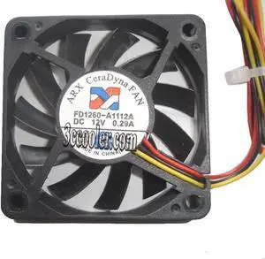 ARX 6010 FD1260-A1112A 12V 0.29A 3 Wires 3 Pins Connector Case Fan, Square DC Fan