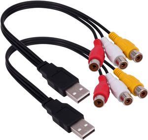 (2-Pack) USB to 3RCA Cable, USB A 2.0 Male to 3 RCA Female Video Audio Capture Card AV Composite Adapter Cord Cable for PC,MAC