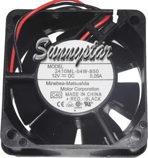 NMB 2410ML-04W-B50 C40 12V 0.26A 6025 Dual Balls Bearing DC Fan with 2 Wires