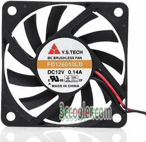 Y.S.TECH 6010 6CM FD126010LB 12V 0.14A 2 Wires 2 Pins case Fan