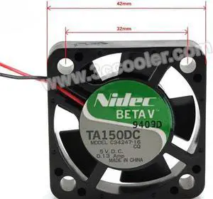 Original NIDEC TA150DC C34247-16 4CM 4010 DC Fan with 5V 0.13A 2 Wires 2 Pins