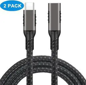 2-Pack USB C Extension Cable 1.6FT,USB 3.1 10gbps Type C Male to Female Extender 5A PD100W Fast Charging Cable 4K Video Compatible Nintendo Switch,MacBook Pro/Air,iPad Pro,Dell XPS