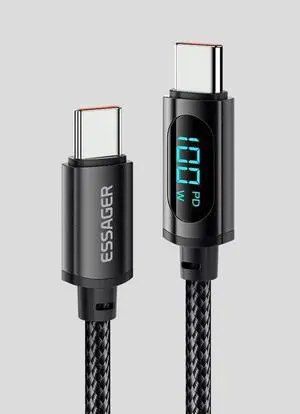 100W USB C to USB C Cable with Display, 5A PD QC 5.0 Type C to Type C Cable Super Fast Charging USB C Cable(3.3ft, Black, 1 Pack) 100W USB C to USB C Cable with Display, 5A PD QC 5.0 Type C to Type C Cable Super Fast Charging USB C Cable(3.3ft, Black, 1 Pack)