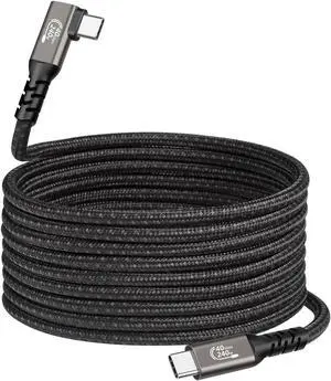 USB 4 Gen 3 Cable - 1.6FT,Right Angle Nylon Braided USB4.0 C to C Cable Supports 8K Video,40Gbps Data Transfer,240W USB C to USB C Charging Cable,Compatible with Laptop, Dell, Phones, Docking etc