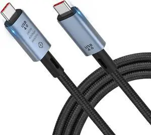 40Gbps USB 4 Thunderbolt 4 Cable (Male to Male, 1.64FT) , 48V/5A 240W Charging Support 8K 60Hz HD Display for Thunderbolt 4/3 Cable, Compatible with External SSD,eGpu,USB-C Docking Station,etc