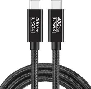 USB4 Cable (1.5FT, Nylon Braided), 40Gbps High Speed Data Transfer, 8K Monitor 240W Fast Charging PD, for MacBook,iPad,Samsung,Laptop to Hard Drive, all USB C port devices