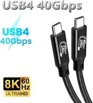Braided USB4 Cable Compatible with Thunderbolt 4, 240W USB C to USB C Cable, Support 8K Display 40Gbps Data Sync for Thunderbolt 4/3, all USB-C Devices [3.3FT]