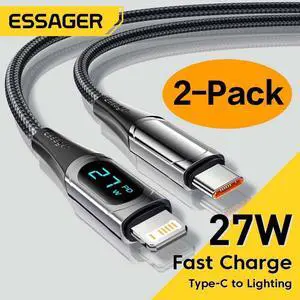 USB-C to Lightning Cable with LED Display , 3.3 ft (1 m), MFi-Certified, PD Fast Charging Cable for iPhone 14/14 Plus/14 Pro/14 Pro Max, iPhone 13/12 Series, iPhone SE 2022/11/XR/XS Max, 2-Pack USB-C to Lightning Cable with LED Display , 3.3 ft (1 m), MFi-Certified, PD Fast Charging Cable for iPhone 14/14 Plus/14 Pro/14 Pro Max, iPhone 13/12 Series, iPhone SE 2022/11/XR/XS Max, 2-Pack