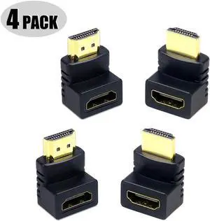 3D&4K Supported HDMI 90 Degree and 270 Degree Right Angle Male to Female Adapter, 4-Pack