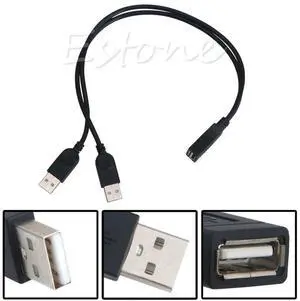 1PCS 25cm USB 2.0 Cable USB Double Splitter Cable Female to USB 2 Male data Power Extension Cable one to two