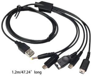 5 in 1 USB Charging Cable for 3DS XL NDS Lite NDSI LL WII U Charger for GBA for PSP 1000/ 2000 cable