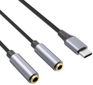 Type C to Dual 3.5mm Jack AUX USB C Male to 3.5 Female Share Music Audio 2 Earphone Adapter Splitter Y Extender for Tablet Phone