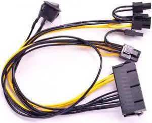 ATX Power 24Pin to 2 Ports 6+2 Pin 8 Pin with On Off Switch cable PCIe 6Pin 8pin Male to 24 Pin Female Power Supply Cable
