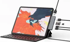 USB C Hub Adapter for iPad Pro 2020 2019 2018 11/ 12.9", USBC Smartphone/Tablet, 7-in-1 USB-C Hub Dongle with 4K@30Hz HDMI HDR, USB 3.0, 3.5mm Audio and 60W PD&Data, SD/Micro Card Reader