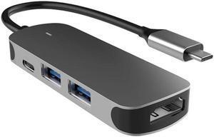 USB-C Hub, 4-in-1 USB-C Adapter, with 4K 30Hz HDMI, USB-3.0 5Gbps Data Ports,USB2.0 Ports, 60W Power Delivery, for MacBook Pro/iPad Pro/Type-C Devices