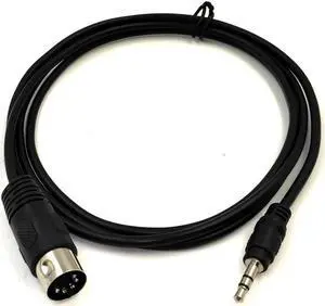 MIDI Cable, 1.5M/5Ft 5-Pin DIN Plugs Male to 3.5mm 1/8 inch TRS Male Jack Stereo Plug Converter Cable Audio Cable (DIN-3.5mm)