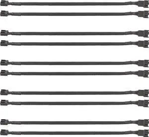 PWM Fan Extension Cable - 10.5 inch PC Fan Extension Cable, Durable, Black Braided Nylon Case Fan Extension Cable (10 Pack)