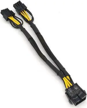 20cm Braided Y-Splitter GPU Adapter Cable PCIe 8 Pin Female To Dual 2X8 Pin(6+2) Male PCI Express Power Adapter Extension Cable