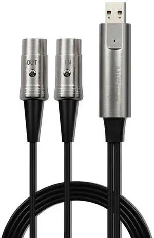For HiFing USB IN-OUT MIDI Cable in Out Interface 5 Pin Line Converter PC to Music Keyboard Adapter Cord