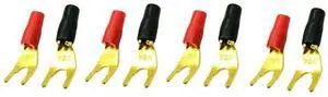For 8Pcs/4Pairs "Y "U Spade Connectors Gold Plated Solderless Fork Speaker Plug Adapter