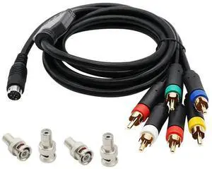 For 1.8M RGB/RGBS Cable MINI DIN-9Pin Connector Video Consoles for Drive 2 MD2 Game Console with BNC Adapter