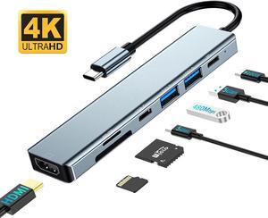 USB C Type-C Hub/Adapter, 7 in 1 with 4K HDMI Output, USB 3.0, USB-A, SD/TF Card Reader, 100W PD, USB C Data Port, USB C Docking Station for MacBook Pro/Air and More Type C Devices