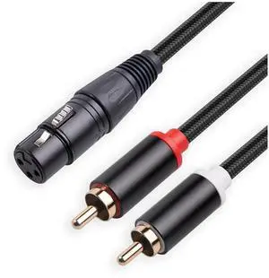 For 3 Pin XLR Female to Dual RCA Male Y Splitter Cable,Mixer Amplifier Audio Cable,Stereo Audio Interconnect Cable, 1 Meter