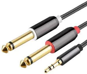 For Audio Cable 3.5mm to Double 6.35mm Aux Cable 2X6.5 Jack to 3.5 Male for Mixer Amplifier Speaker Splitter Cable 1M/3.28Ft
